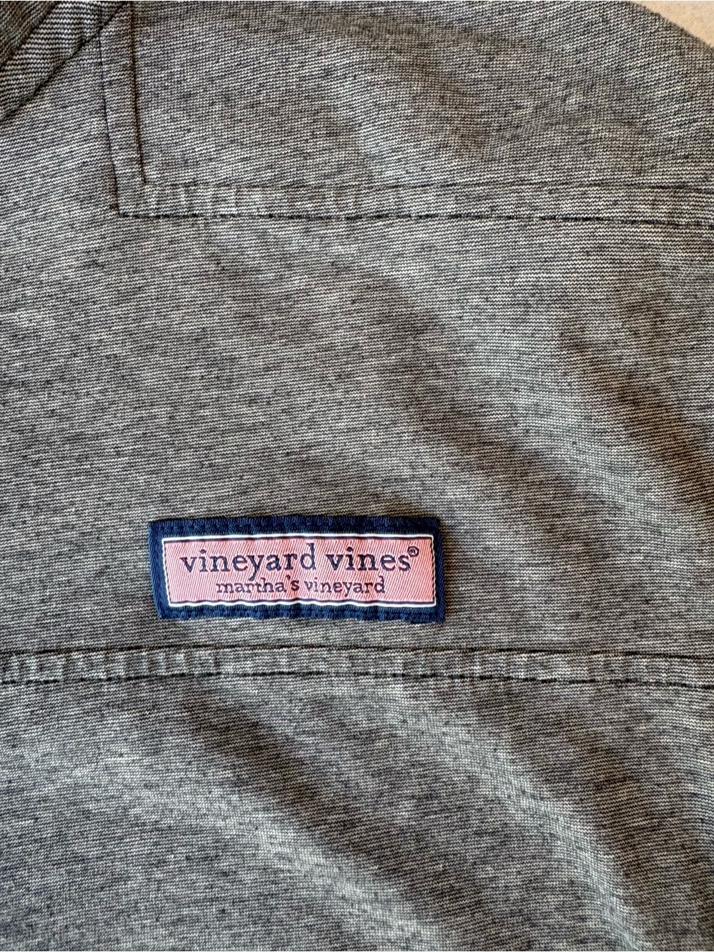 Vineyard Vines Edgartown Heathered Gray Quarter Zip Pima Cotton Pullover M prep - Picture 2 of 7